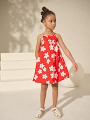 Red Floral 100% Cotton Summer Dress (3-16yrs) - Image 1 of 7
