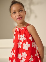 Red Floral 100% Cotton Summer Dress (3-16yrs) - Image 2 of 7
