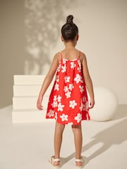 Red Floral 100% Cotton Summer Dress (3-16yrs) - Image 3 of 7