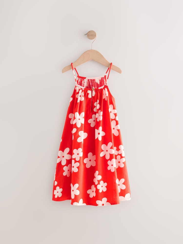 Red Floral 100% Cotton Summer Dress (3-16yrs) - Image 5 of 7