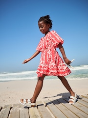 Red Printed 100% Cotton Cut-Out Dress (3-16yrs) - Image 2 of 8
