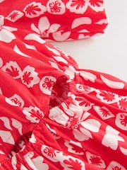 Red Printed 100% Cotton Cut-Out Dress (3-16yrs) - Image 8 of 8