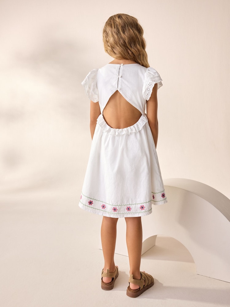 White Embroidered Summer Dress (3-16yrs) - Image 2 of 10