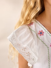 White Embroidered Summer Dress (3-16yrs) - Image 5 of 10