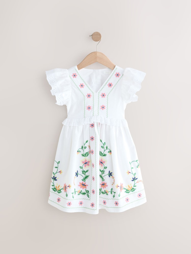 Blanc - Robe d'été brodée (3-16ans) - Image 7 of 10