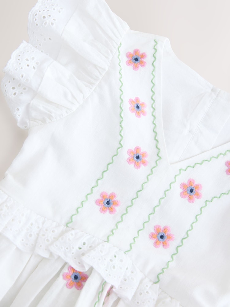 Blanc - Robe d'été brodée (3-16ans) - Image 9 of 10
