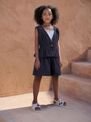Navy Blue 100% Cotton Waistcoat, Shorts And Vest Top Set (3-16yrs) - Image 1 of 10