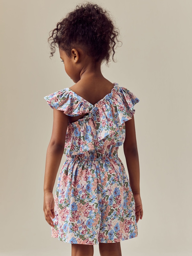 Pink Ditsy Frill Shoulder Playsuit (3-16yrs) - Image 3 of 8