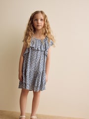 Blue Ditsy Frill Summer Dress (3-16yrs) - Image 1 of 8