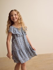 Blue Ditsy Frill Summer Dress (3-16yrs) - Image 2 of 8