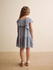 Blue Ditsy Frill Summer Dress (3-16yrs) - Image 3 of 8