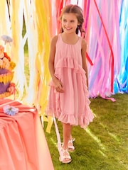 Pink Chiffon Ruffle Summer Dress (3-16yrs) - Image 1 of 3