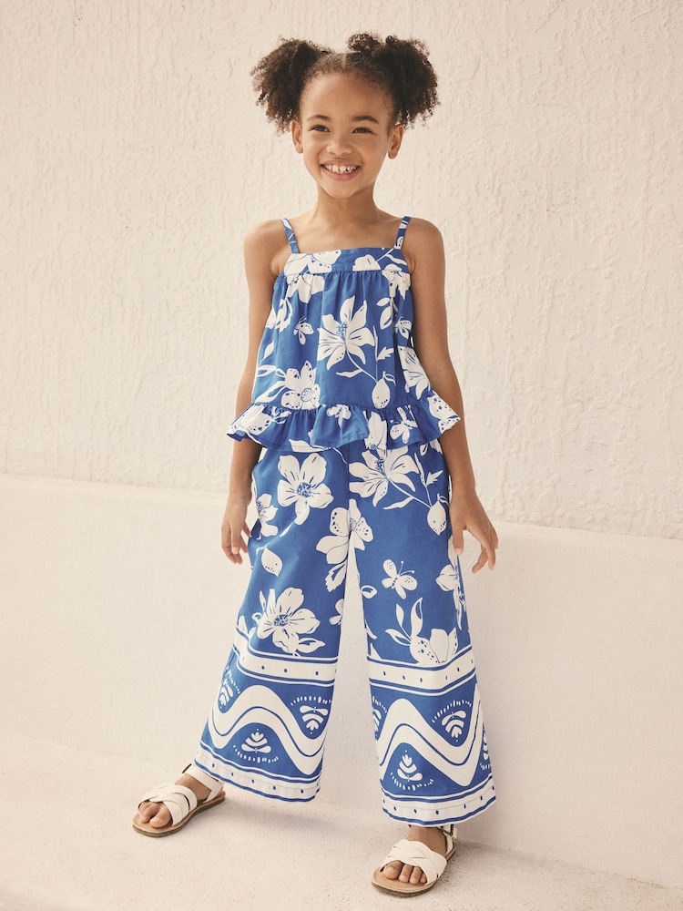 Azul cobalto floral - Conjunto de blusa y pantalones (3-16 años) - Imagen 1 de 8 Azul cobalto floral - Conjunto de blusa y pantalones (3-16 años) - Imagen 1 de 8