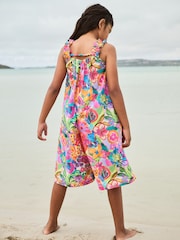 Multi Floral Print 100% Cotton Wide Leg Jumpsuit (3-16yrs) - Image 3 of 4