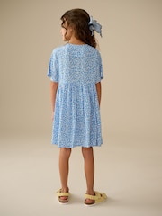 Blue Ditsy Button Summer Dress (3-16yrs) - Image 3 of 8