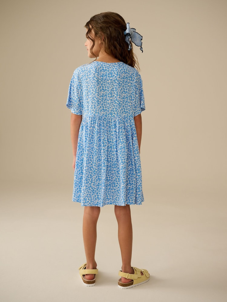 Ditsy bleu - Robe d’été boutonnée (3-16ans) - Image 3 of 8