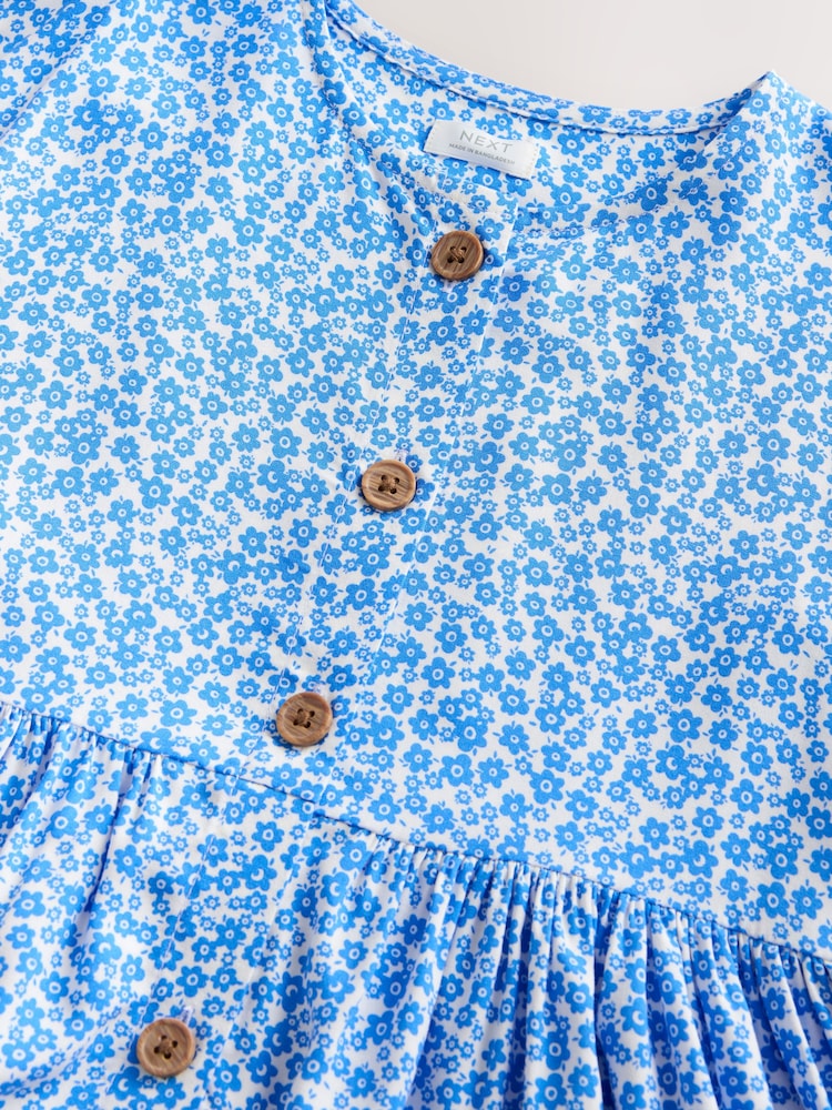 Blue Ditsy Button Summer Dress (3-16yrs) - Image 8 of 8 Blue Ditsy Button Summer Dress (3-16yrs) - Image 8 of 8