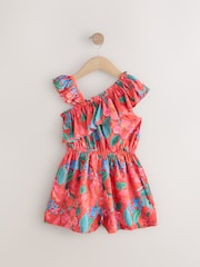Red Tropical Frill Shoulder Playsuit (3-16yrs) - Image 5 of 7