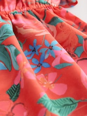 Red Tropical Frill Shoulder Playsuit (3-16yrs) - Image 7 of 7