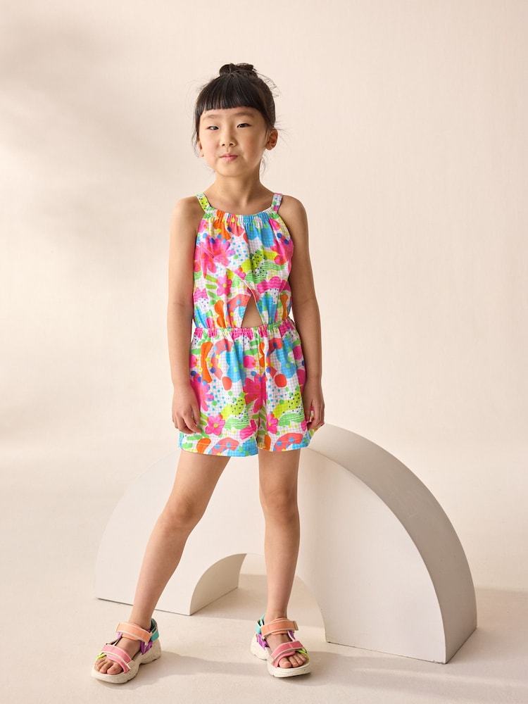 Multi Floral Wrap Detail Playsuit (3-16yrs) - Image 1 of 7