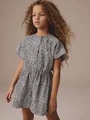 Black/White Printed Playsuit (3-16yrs) - Image 1 of 8