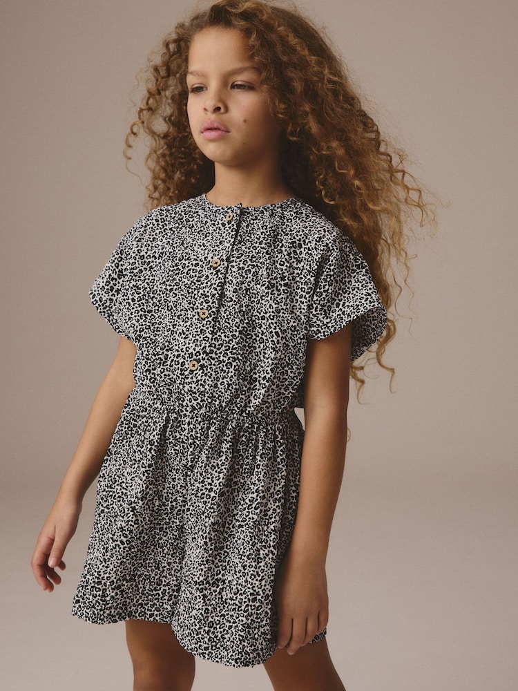 Black/White Printed Playsuit (3-16yrs) - Image 1 of 8