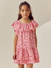 Red Paisley Frill Summer Dress (3-16yrs) - Image 1 of 8
