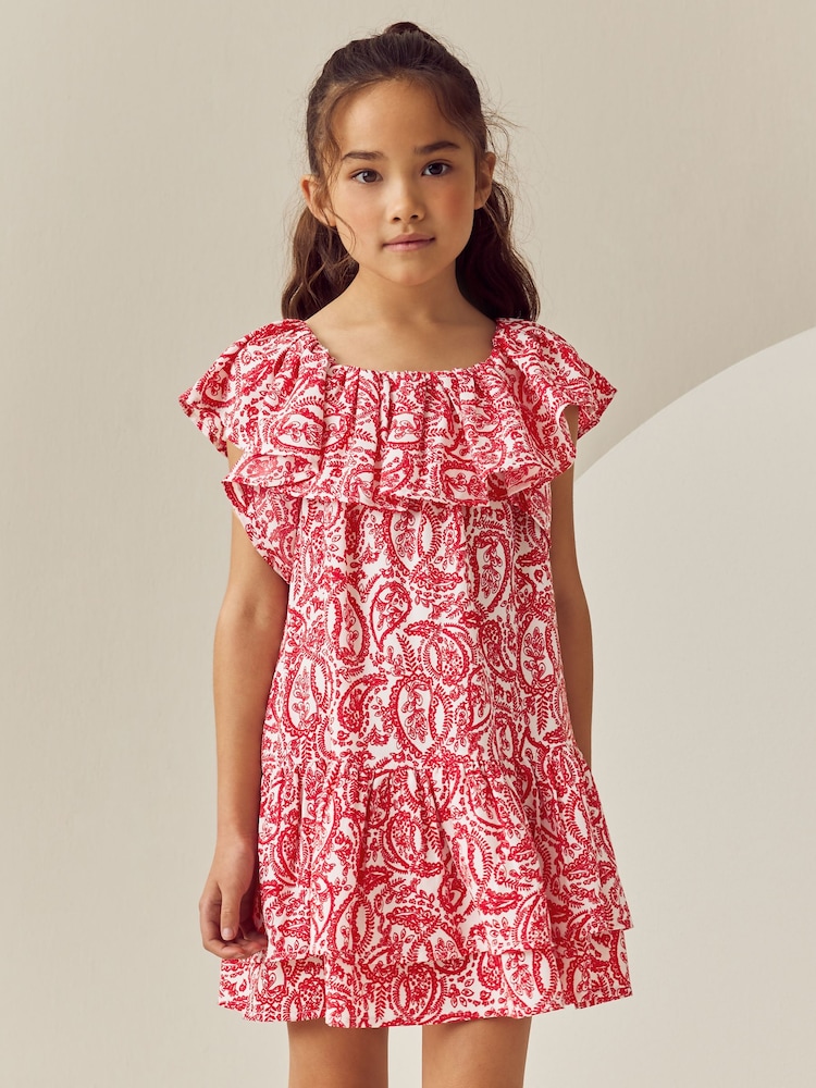 Red Paisley Frill Summer Dress (3-16yrs) - Image 1 of 8