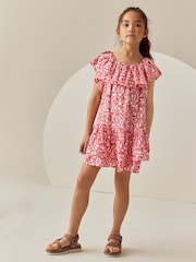 Red Paisley Frill Summer Dress (3-16yrs) - Image 2 of 8