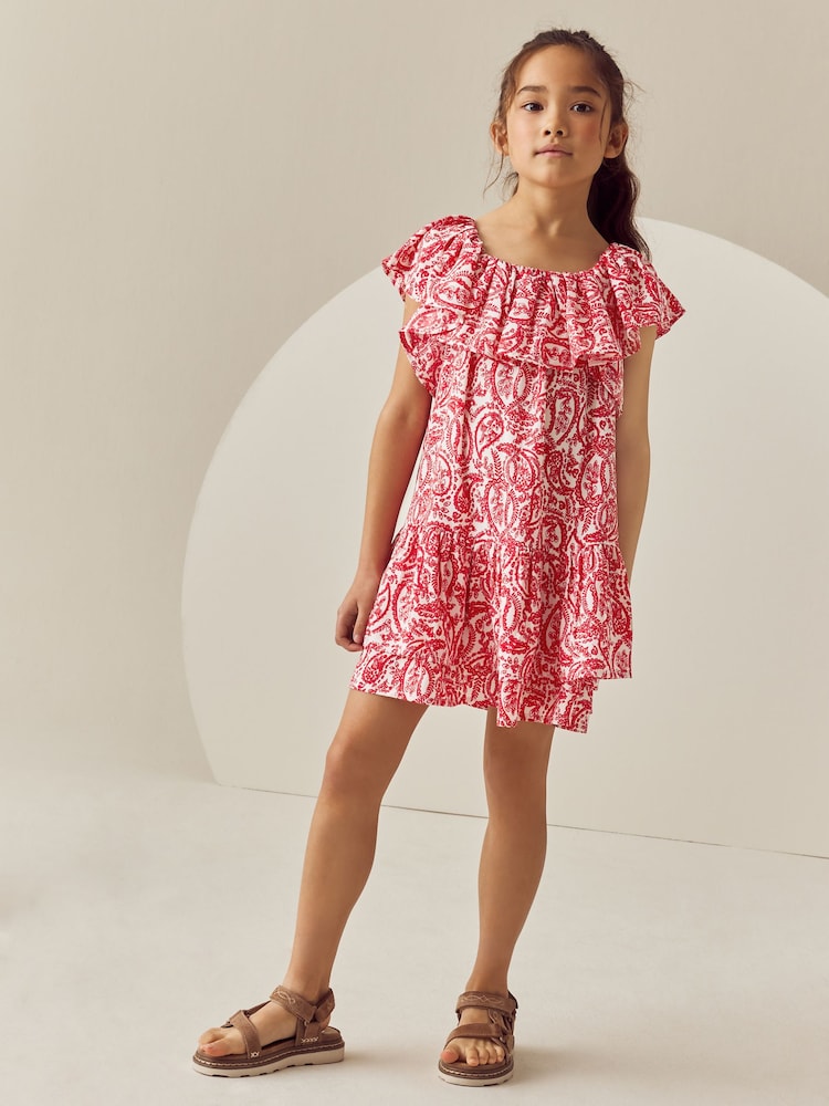 Red Paisley Frill Summer Dress (3-16yrs) - Image 2 of 8