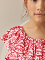 Red Paisley Frill Summer Dress (3-16yrs) - Image 4 of 8