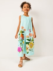 Blue Floral Kew Collection Wide Leg 100% Cotton Jumpsuit (3-16yrs) - Image 1 of 8