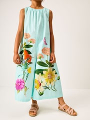 Blue Floral Kew Collection Wide Leg 100% Cotton Jumpsuit (3-16yrs) - Image 2 of 8