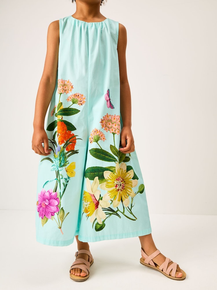 Blue Floral Kew Collection Wide Leg 100% Cotton Jumpsuit (3-16yrs) - Image 2 of 8