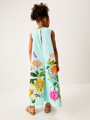 Blue Floral Kew Collection Wide Leg 100% Cotton Jumpsuit (3-16yrs) - Image 4 of 8
