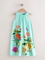 Blue Floral Kew Collection Wide Leg 100% Cotton Jumpsuit (3-16yrs) - Image 5 of 8