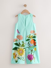 Blue Floral Kew Collection Wide Leg 100% Cotton Jumpsuit (3-16yrs) - Image 6 of 8