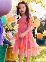 Pink/Orange Flower Sequin Mesh Party Dress (3-16yrs) - Image 1 of 5