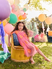 Pink/Orange Flower Sequin Mesh Party Dress (3-16yrs) - Image 2 of 5