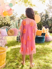 Pink/Orange Flower Sequin Mesh Party Dress (3-16yrs) - Image 4 of 5