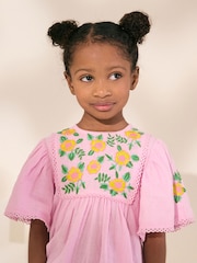 Lilac Purple 100% Cotton Embroidered Blouse (3-16yrs) - Image 4 of 9
