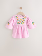 Lilac Purple 100% Cotton Embroidered Blouse (3-16yrs) - Image 5 of 9
