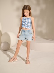 Blue and Pink Check 100% Cotton Camisole Top (3-16yrs) - Image 2 of 8