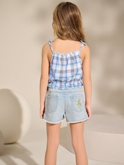 Blue and Pink Check 100% Cotton Camisole Top (3-16yrs) - Image 3 of 8