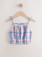 Blue and Pink Check 100% Cotton Camisole Top (3-16yrs) - Image 5 of 8