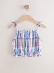 Blue and Pink Check 100% Cotton Camisole Top (3-16yrs) - Image 6 of 8