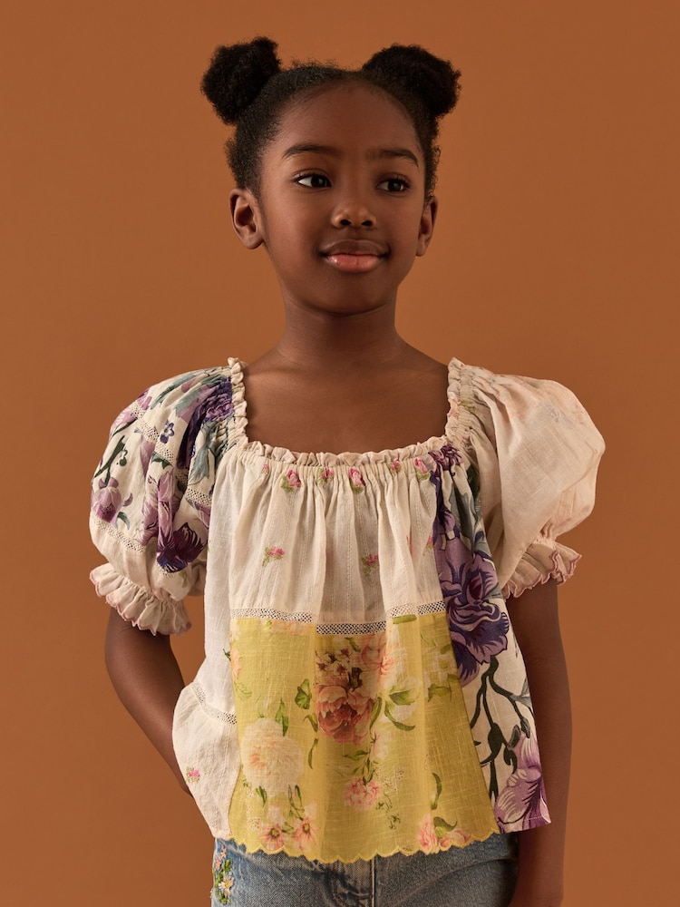 Cream/Yellow Patchwork Blouse (3-16yrs) - Image 1 of 4