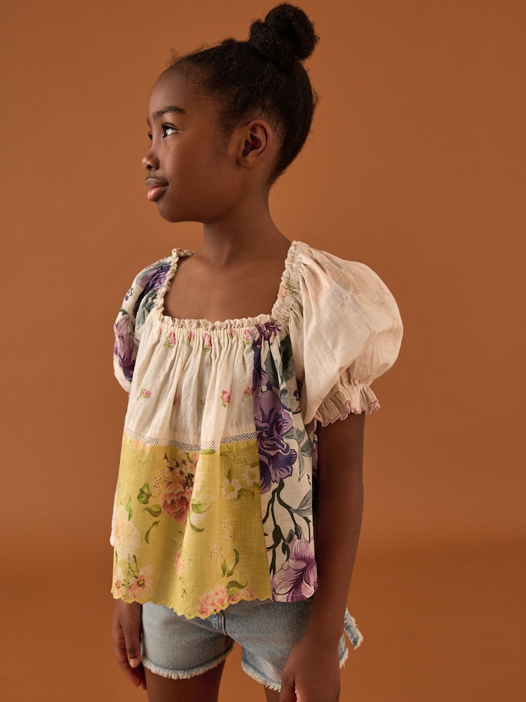 Cream/Yellow Patchwork Blouse (3-16yrs) - Image 2 of 4