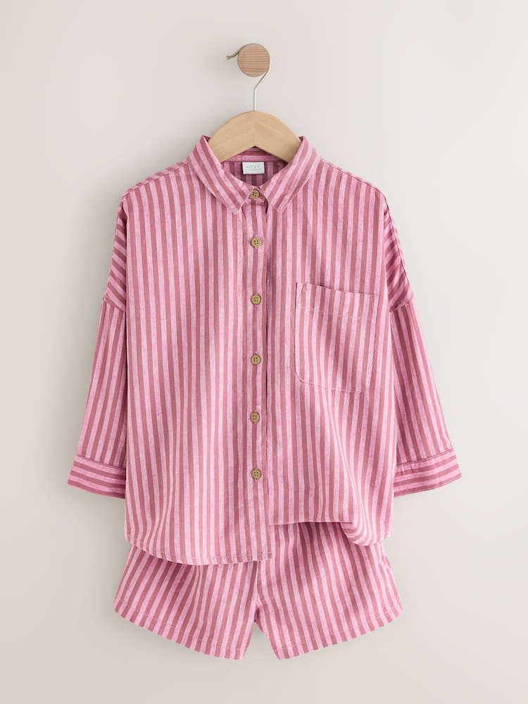 Pink Stripe Shirt And Shorts Co-ord Set (3-16yrs) - Image 5 of 8