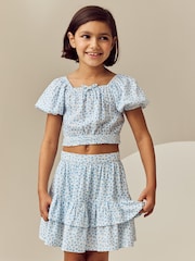 Blue Ditsy Top and Skirt Set (3-16yrs) - Image 1 of 4